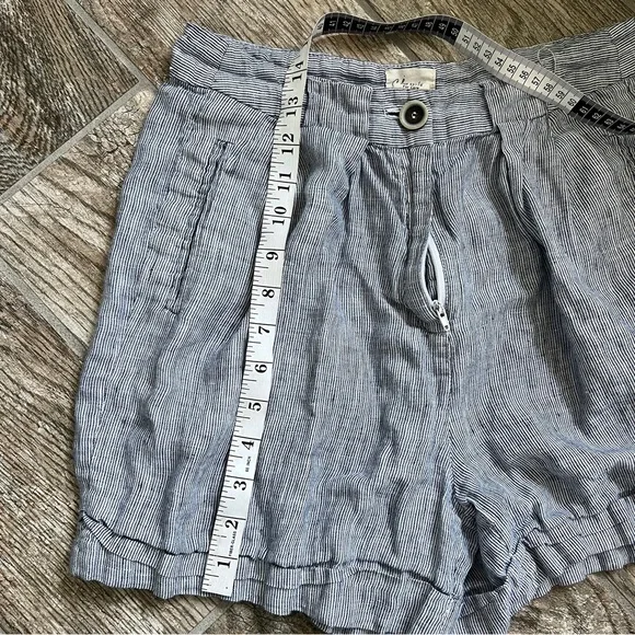 Andrea Jovine 100% Linen, Blue and White Striped High Waisted Shorts, Women’s 4 - Picture 7 of 10